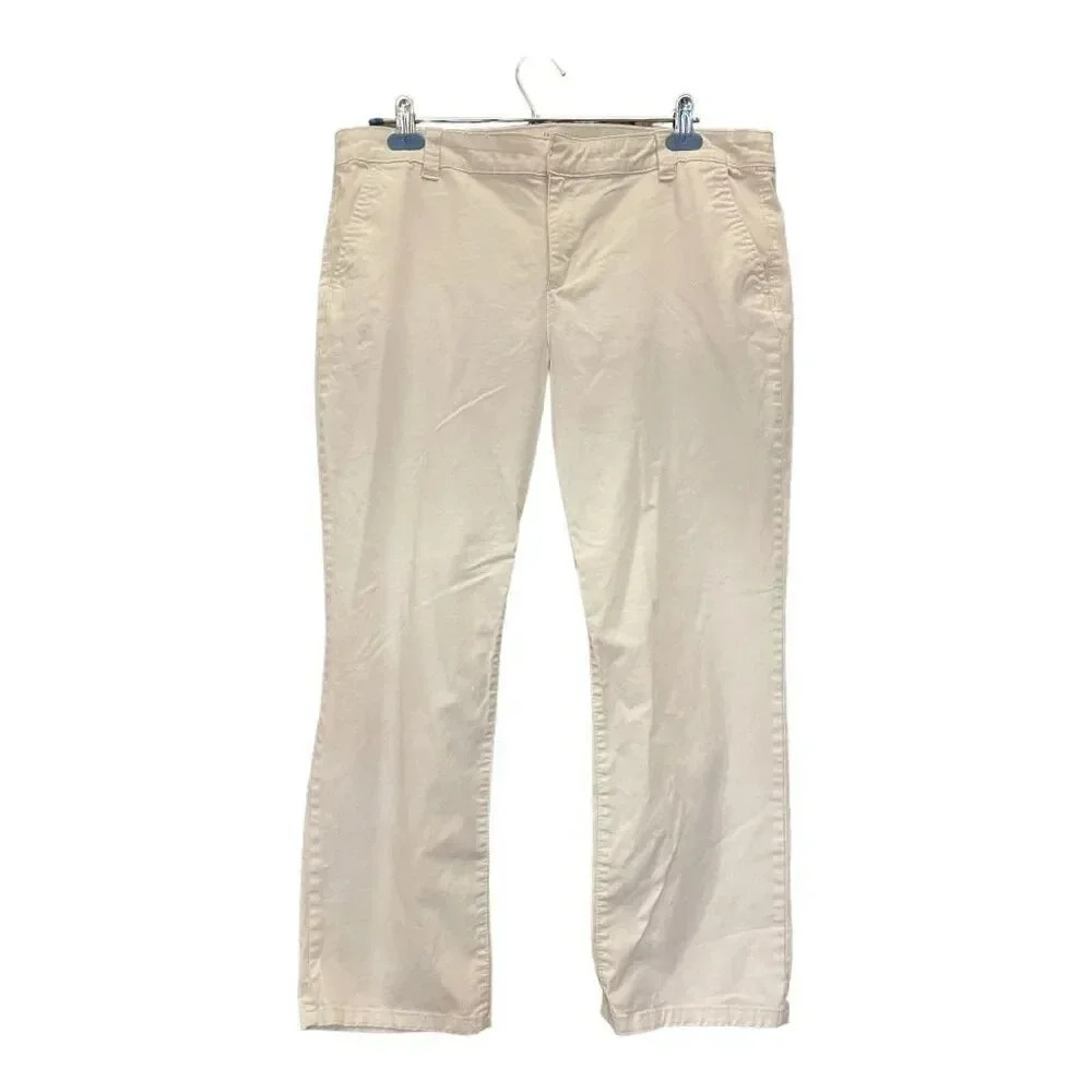ANA A NEW APPROACH Chino Crop Pants Cream White Women's Size 14